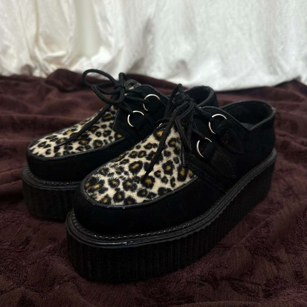 Demonia Vintage Leopard Print Platform Creepers